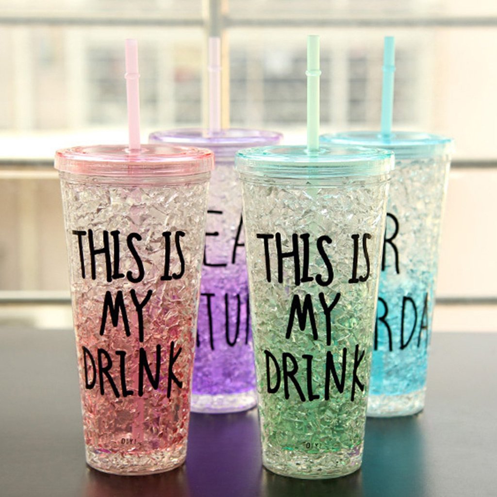Acrylic Frosty Mason Jar Freezing Gel with Straw 450 ML